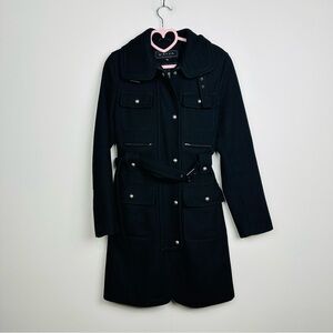 Giacca Black Wool Belted Wool Pea Coat Size 6